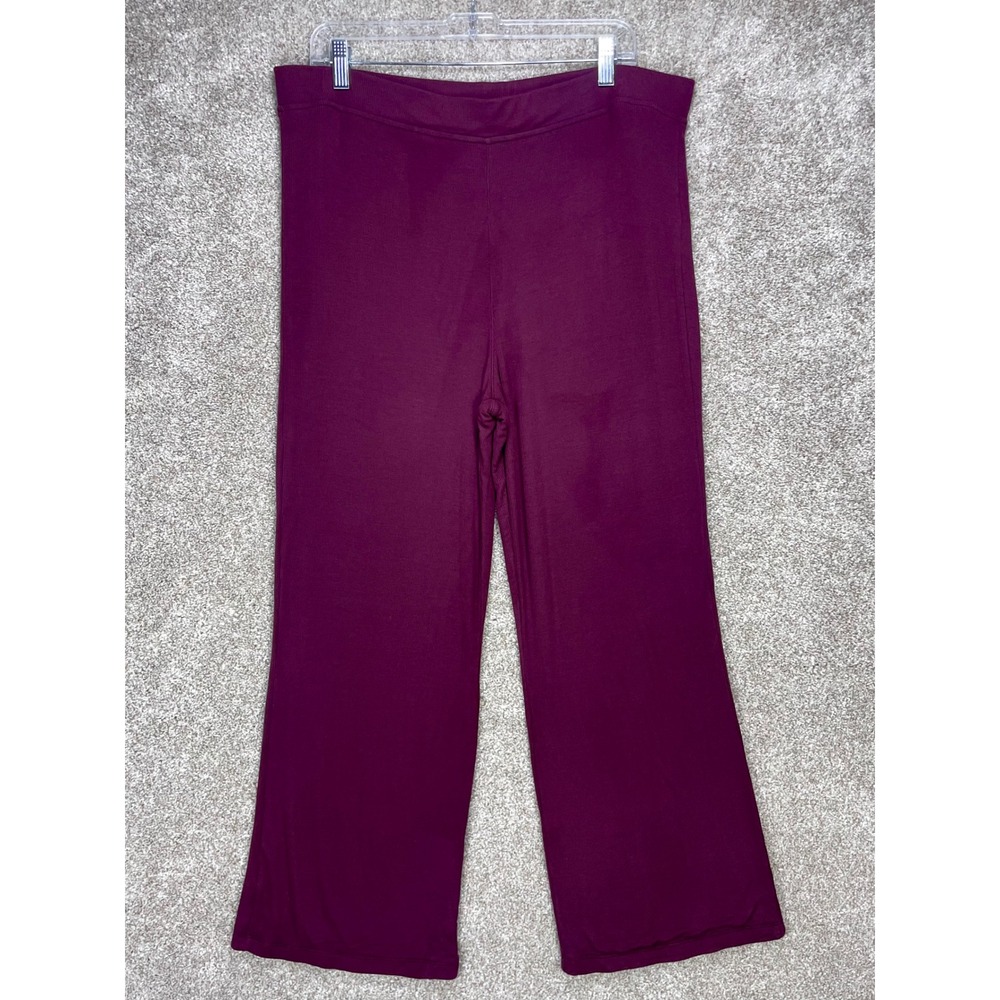 Banana Republic Ribbed Knit Wide Leg Pants Womens XL Burgundy High Rise Office